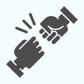 Fist bump solid icon. Friends greeting vector illustration isolated on white. Friendship sign glyph style design Royalty Free Stock Photo