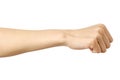 Fist caucasian woman`s hand gesture Royalty Free Stock Photo