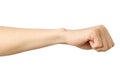 Fist caucasian woman`s hand gesture Royalty Free Stock Photo