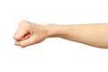 Fist caucasian woman`s hand gesture Royalty Free Stock Photo