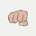 Fist. Clenched fingers pointing forward, punch. Vector.