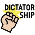 Fist with dictatorship text icon, Protest related vector
