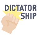 Fist with dictatorship text icon, Protest related vector