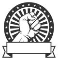 Fist emblem. Power logo. Fight black icon Royalty Free Stock Photo