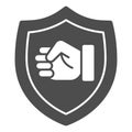 Fist emblem solid icon, self defense concept, clenched hand sign on white background, power badge icon in glyph style Royalty Free Stock Photo