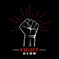 Fist fight club on black background.