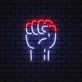 Fist fight neon, great design for any purposes. Vector illustration