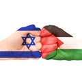 Fist flags Israel and Palestine fight