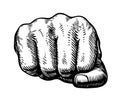 Fist, hand gesture sketch. Punch symbol. Vector illustration Royalty Free Stock Photo