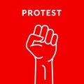 Fist hand power logo. Protest strong fist raised fight icon, rebel illustration