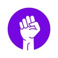 Fist hand power logo. Protest strong fist raised fight icon, rebel illustration