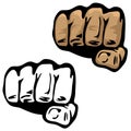 Fist Hand Vector Illustration in Color and Black and White