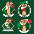 Fist hands with italy flag illustration Royalty Free Stock Photo
