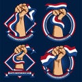 Fist hands with netherland flag illustration