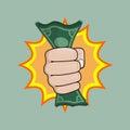 Fist holding money Royalty Free Stock Photo