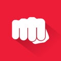 Fist icon on red background. Vector illustration. Royalty Free Stock Photo