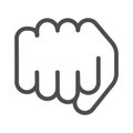 Fist line icon. Forward punch vector illustration isolated on white. Power gesture outline style design, designed for