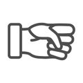 Fist line icon, hand gestures concept, clenched hand sign on white background, power gesture icon in outline style for