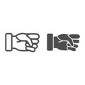 Fist line and solid icon, hand gestures concept, clenched hand sign on white background, power gesture icon in outline Royalty Free Stock Photo