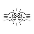 Fist linear icon. Punch icon. Fists bumping. Struggle logo