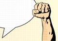 Fist male hand, proletarian protest symbol. Clenched fist held in protest. Power sign.