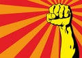 Fist male hand, proletarian protest symbol. Clenched fist held in protest. Power sign.