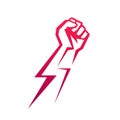 Fist male hand, proletarian protest symbol. Power sign. Vector template