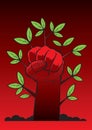 Holding up a fist for uniting and occupation. Vector Royalty Free Stock Photo