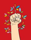 Holding up a fist for uniting and occupation. Vector Royalty Free Stock Photo