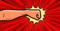 Fist. Pop art retro comic style. Punch, cartoon vector illustration