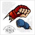 Fist punch - MMA mixed martial arts emblem badges Royalty Free Stock Photo