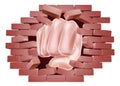 Fist Punching Through Brick Wall Concept Royalty Free Stock Photo