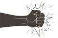 Fist punching or hitting, forward punch.Sign, symbol, logo, illustration. Stop violence against women, domestic violence
