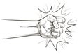 Fist punching or hitting, forward punch.Sign, symbol, logo, illustration. Stop violence against women, domestic violence