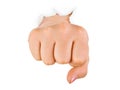 Fist punching paper Royalty Free Stock Photo