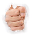 Fist punching paper Royalty Free Stock Photo