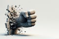 A fist punching through the wall. Space for text. Royalty Free Stock Photo