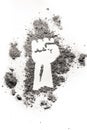 Fist raised drawing made in ash or dust as revolt Royalty Free Stock Photo