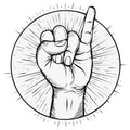 Fist with raised index finger symbol representing commitment or a promise with radiating lines illustration Royalty Free Stock Photo
