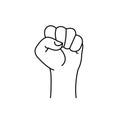 Fist raised up vector linear icon. Hand of protest symbol isolated. Vector EPS10 Royalty Free Stock Photo