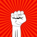 Fist of revolution. Hand up for showing power of our. Illustration in pop art and retro style