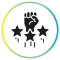 fist with stars icon, high motivation concept, self confidence or determination