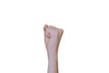 Fist strike sign ,Young woman hand isolated gesture Royalty Free Stock Photo