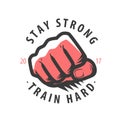 Fist strong symbol. Bodybuilding, gym, sport concept