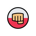 Fist symbol with flag of poland, clenched fist icon, forward punch logo