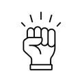 Fist up icon in linear style. Protest concept. Vector. Royalty Free Stock Photo