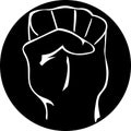 Fist up sign as illustration of gesture of solidarity and socialism, as well as unity, strength and defiance. Protesters and rebel Royalty Free Stock Photo