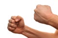 Fist on a white background as a symbol of willpower, resistance and aggression