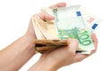 Fistful of Euro Banknotes Royalty Free Stock Photo