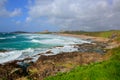 Fistral beach Newquay Cornwall uk with white waves breaking Royalty Free Stock Photo